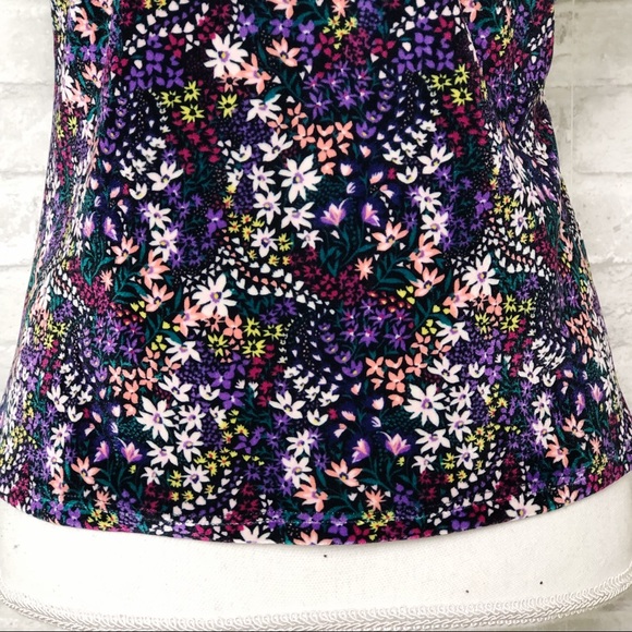 NWOT GENERATION LOVE Purple Velvet Floral Puffed Short Sleeve Blouse Size XS - Picture 5 of 12